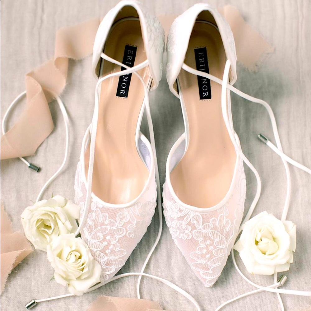 Ivory Lace & Satin Bridal Wedding Heels